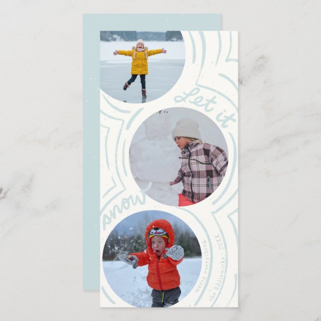 Billowy Snow- Tall Holiday Photo Card (Frente/Verso)