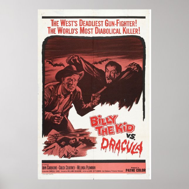Billy the Kid Vs, Dracula Retro Movie Poster (Frente)