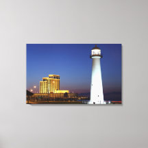 Biloxi Lighthouse No Som Na Arte Da Canvas Noturna