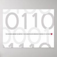 Binary code I love you poster Geek heart