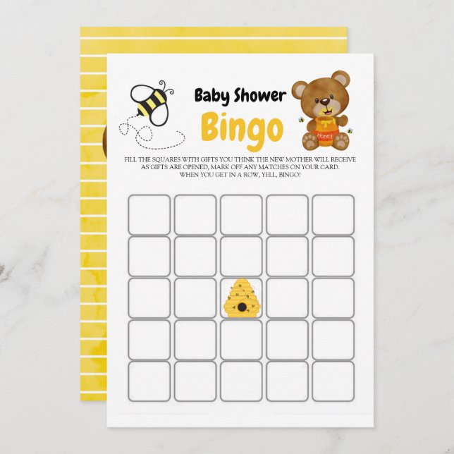 Bingo Chá de fraldas de Bumblebee Mel de Urso Boni (Frente/Verso)