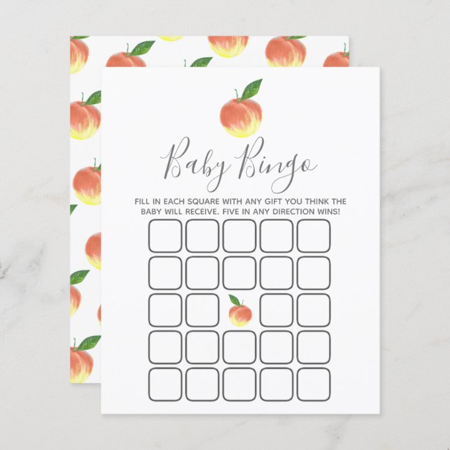 Bingo Chá de fraldas Pêssego Doce (Frente/Verso)