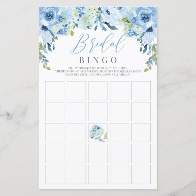 Bingo chá de panela floral azul-prateado (Frente)