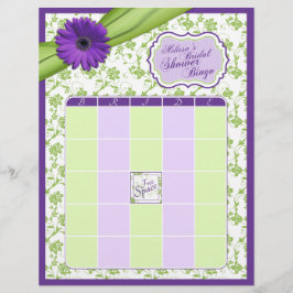 Bingo Chá de panela Floral Verde Roxo