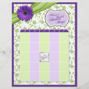 Bingo Chá de panela Floral Verde Roxo