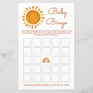 Bingo de bebê amarelo personalizado
