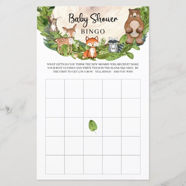 Bingo de bebê em folha de madeira (Frente)