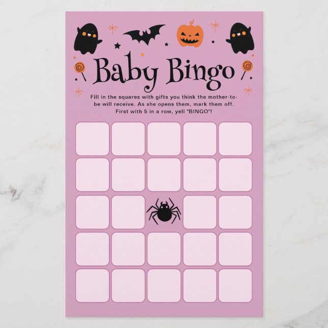 Bingo de Bebê Halloween Bebê Chegando Jogo de Chur (Frente)
