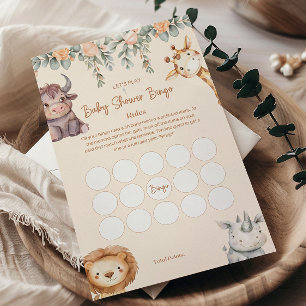 Bingo de Chá de Bebê com Animais da Savana