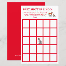 Bingo de Chá de Bebê com Animais Sortidos