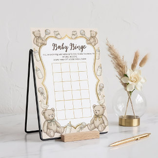 Bingo de Chá de Bebê do Ursinho Teddy Vintage, Beb