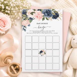 Bingo de Chá de Bebê Rosa Azul Floral em Cascata J