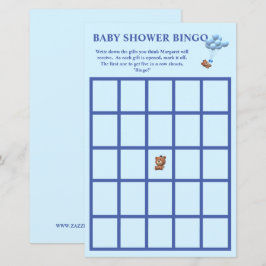 Bingo de Chá de Bebê Temático Urso Fofo e Balões