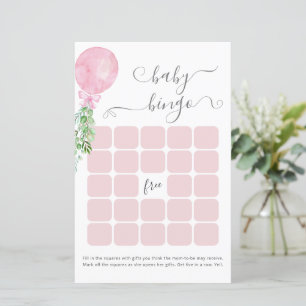 Bingo de Chá de fraldas com Cor de Água Rosa