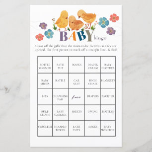Bingo de Chá de fraldas de frango, branco, com aqu