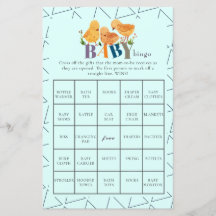 Bingo de Chá de fraldas de frango, branco, com aqu