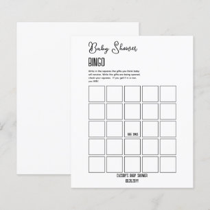 Bingo de Chá de fraldas Minimalista