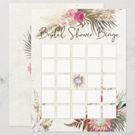 Bingo de Chá de Noiva Floral Boho Pastel Neutro