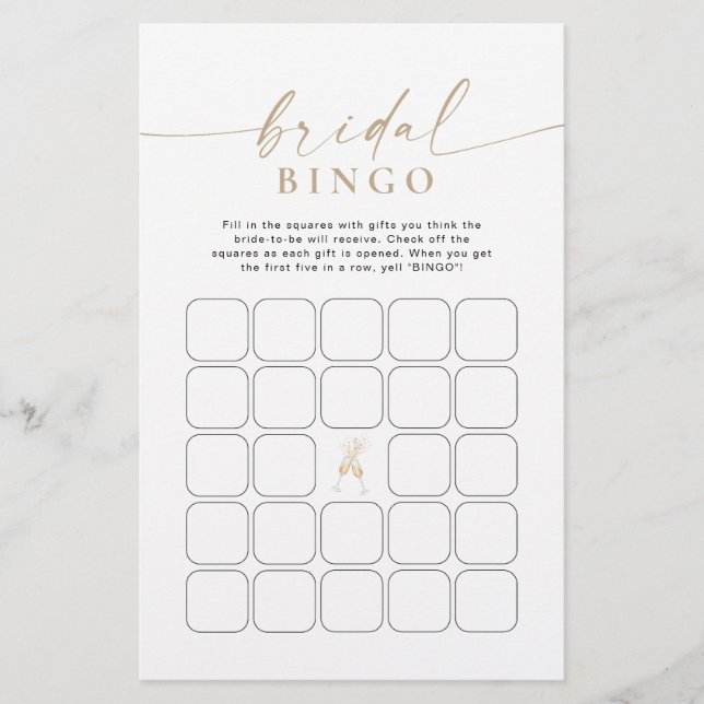 Bingo de Chá de Noiva Minimalista (Frente)