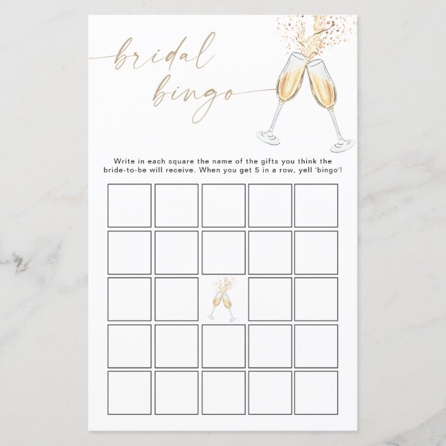 Bingo de Chá de Noiva Minimalista (Frente)