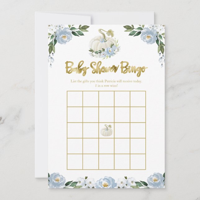 Bingo de Chás de Bebê do Menino Abóbora de Outono (Frente)