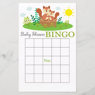 bingo de churrasco de bebê esquilo da floresta