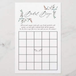 Bingo de Chuveiro de Noiva de Inverno com Vegetaçã