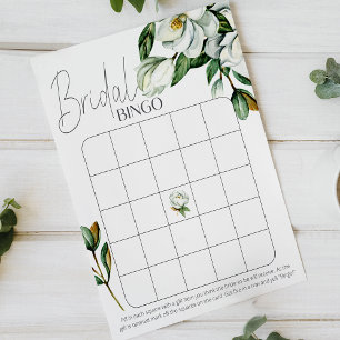 Bingo de Chuveiro de Noiva Floral Magnólia Branca