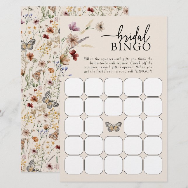 Bingo Floral de Noiva (Frente/Verso)