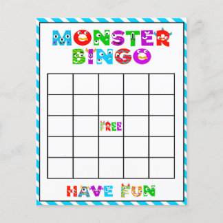 Bingo monstro - jogo de chá de fraldas