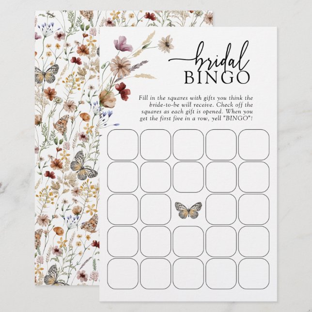 Bingo Nupcial de Floral Branco (Frente/Verso)