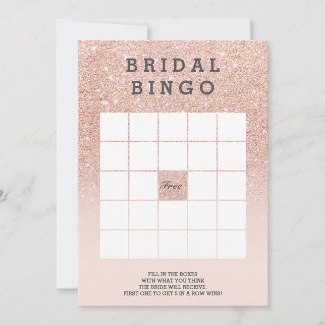 Bingo nupcial rosa dourado falso brilho (Frente)