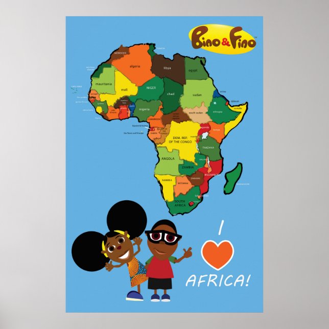 Bino e Fino Eu Amo África Poster Azul (Frente)