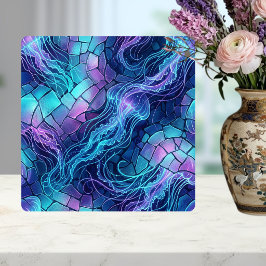 Bioluminescent Jellyfish Mosaic Blue Purple 