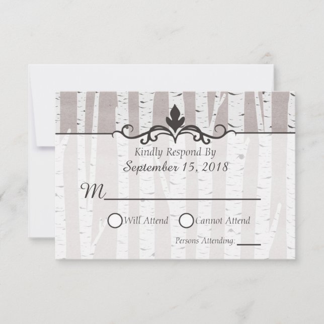 Birch Tree Rustic Nature Weditation RSVP (Frente)