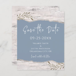 Birch Wood Dust Blue Casamento Salvar a Data