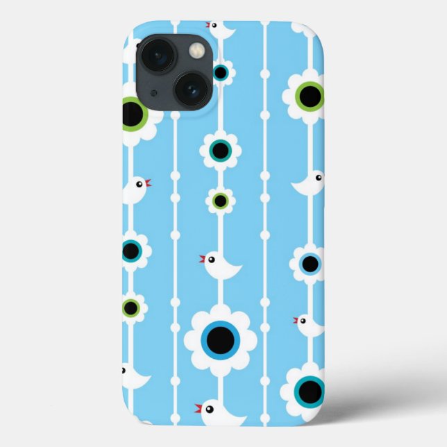 bird and flowers blue pattern (Verso)