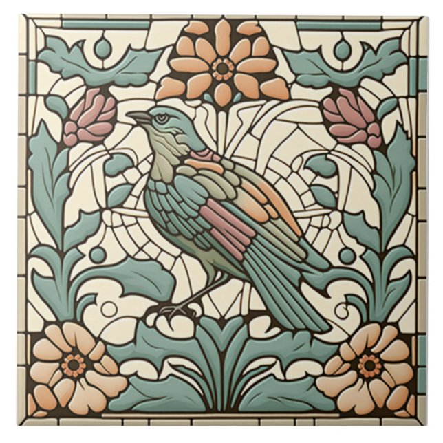 Bird azulejo Art Nouveau (Frente)