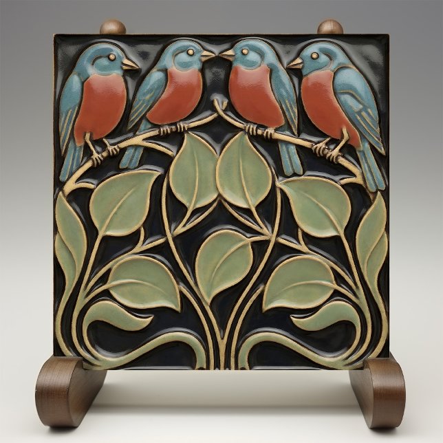 Bird on Flowers Art Deco Nouveau Wall Decor (Criador carregado)