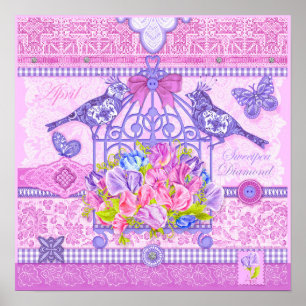 Birdcage Flower e Gem April Poster