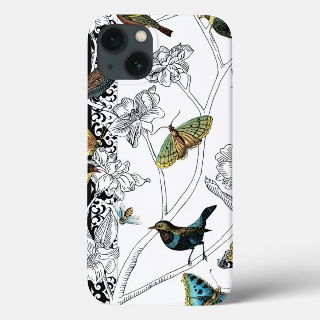 Birds and Butterfly on a Black & White Background (Verso)