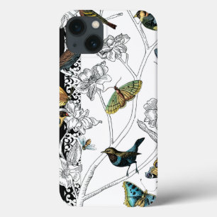 Birds and Butterfly on a Black & White Background