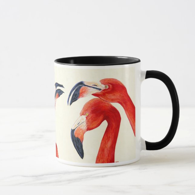 Birds of a Feather - caneca de café do flamingo (Direita)
