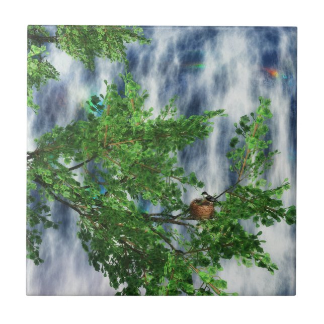 Birdsnest Cai Azulejo Decorativo / Trivet (Frente)