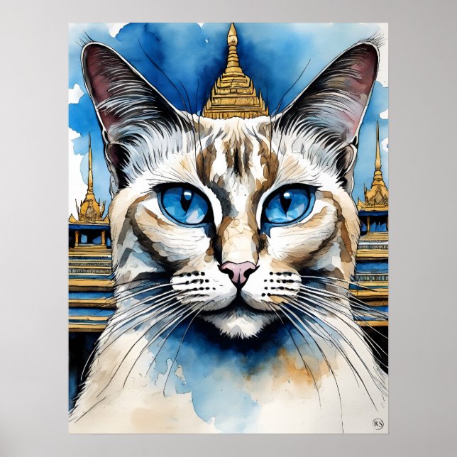 Birman Cat - Cat Art Impressão (Frente)