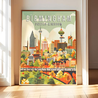 Birmingham Reino Unido Arte de Impressão de Cartaz