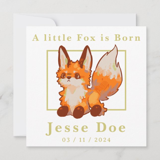 Birth Boy and Girl card, little Fox (Frente)