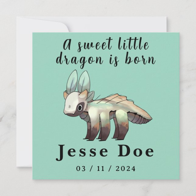 Birth Boy Card Cute Dragon  (Frente)
