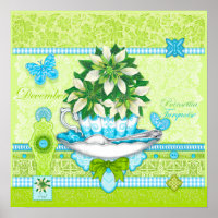 Birth Flower e Gem Dezembro Teacup Poster