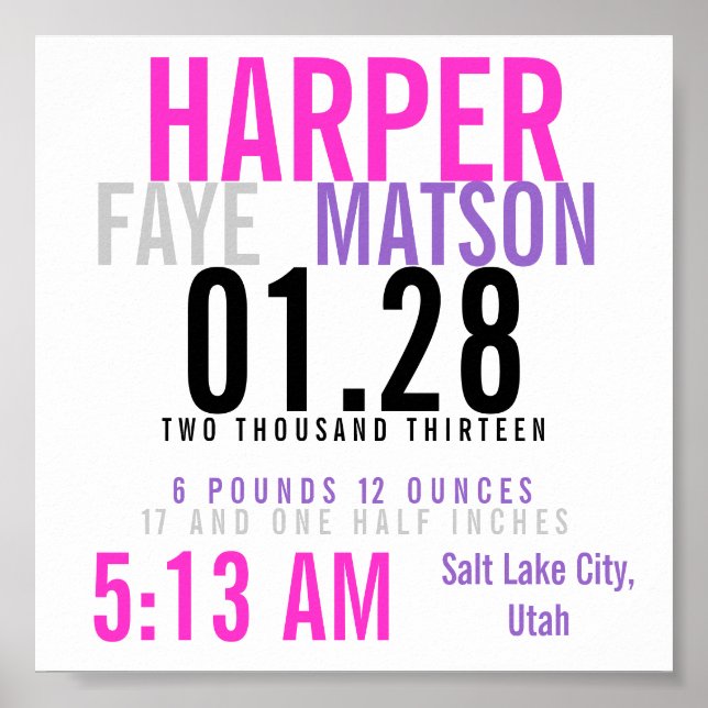 Birth Stats Poster (Frente)